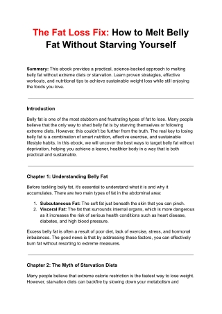 The Fat Loss Fix How to Melt Belly Fat Without Starving Yourself
