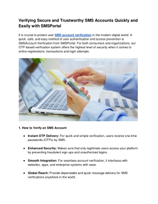 Verifying Secure and Trustworthy SMS Accounts Quickly and Easily with SMSPortal
