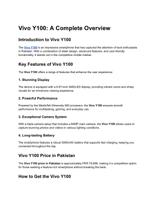 vivo y100 a complete overview