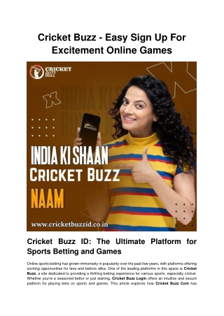 Cricket Buzz - Easy Sign Up For Excitement Online Games