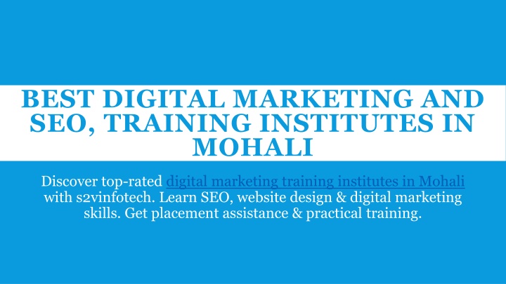 best digital marketing and seo training institutes in mohali