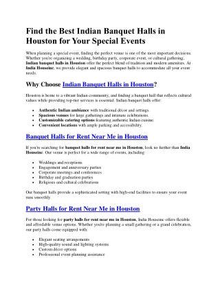 Banquet Halls in Houston for Your Special Events