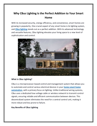 Why CBus Lighting Is the Perfect Addition to Your Smart Home