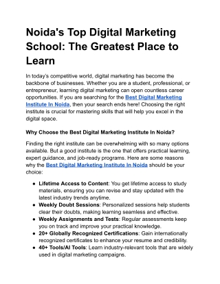 Noida's Top Digital Marketing School_ The Greatest Place to Learn