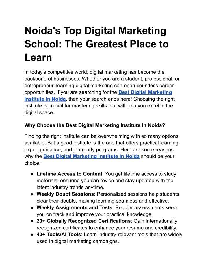 noida s top digital marketing school the greatest