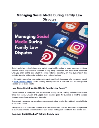 Managing Social Media During Family Law Disputes