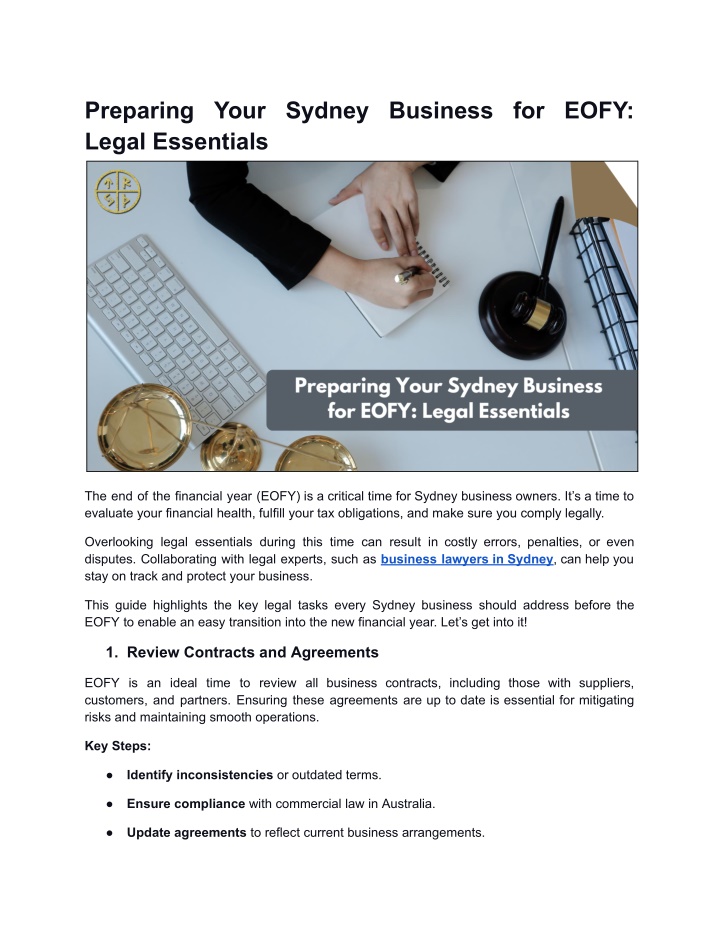 preparing your sydney business for eofy legal