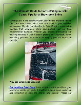 the ultimate guide to car detailing in gold coast