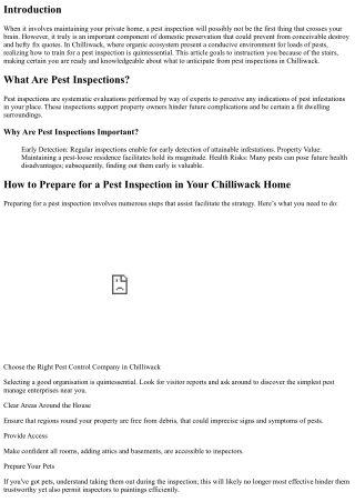 How to Prepare for a Pest Inspection in Your Chilliwack Home