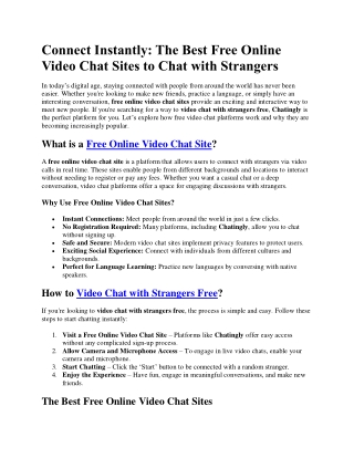 Free Online Video Chat Sites to Chat with Strangers