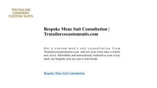 Bespoke Mens Suit Consultation  Trutailorcocustomsuits
