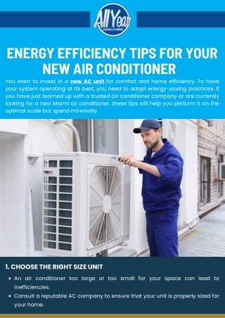 Energy Efficiency Tips for Your New Air Conditioner