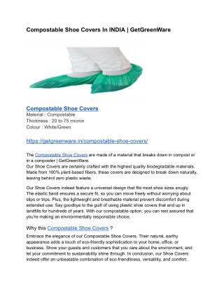 Compostable Shoe Covers - Get Green Ware