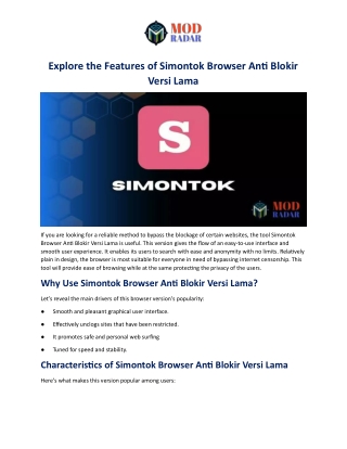 Explore the Features of Simontok Browser Anti Blokir Versi Lama