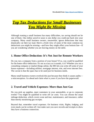 Top Tax Deductions for Small Businesses You Might Be Missing