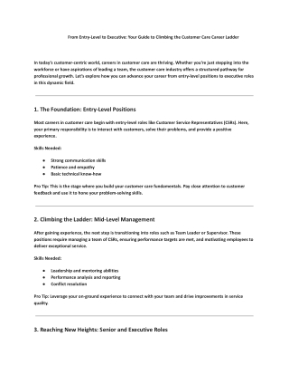 From Entry-Level to Executive_ Your Guide to Climbing the Customer Care Career Ladder