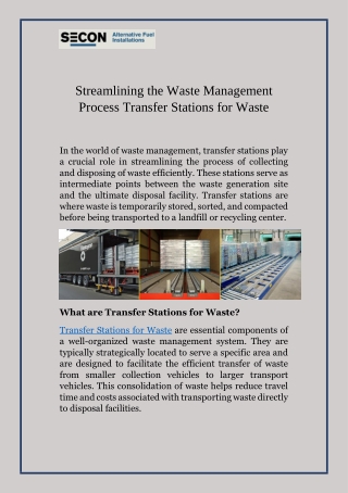 Streamlining the Waste Management Process Transfer Stations for Waste