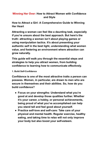 Winning Her Over: How to Attract Women with Confidence and Style