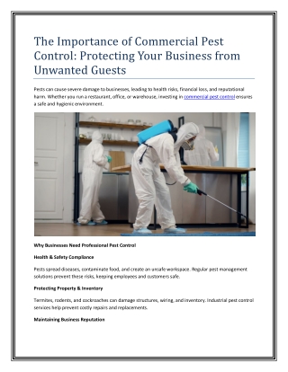 The Importance of Commercial Pest Control