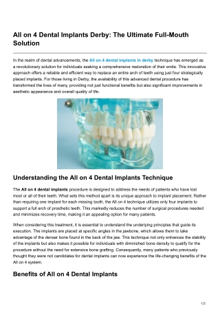 All on 4 Dental Implants Derby The Ultimate Full-Mouth Solution