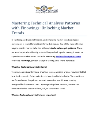 Mastering Technical Analysis Patterns with Finowings