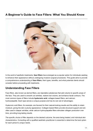 A Beginner’s Guide to Face Fillers What You Should Know