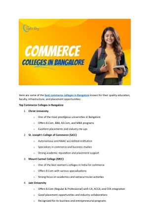 good commerce colleges in bangaloree