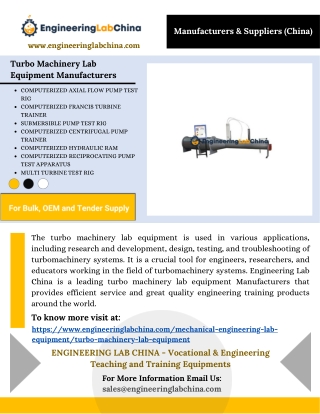 Turbo Machinery Lab Equipment Manufacturers