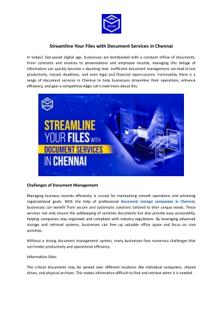 Streamline Business Operations with Document Services in Chennai