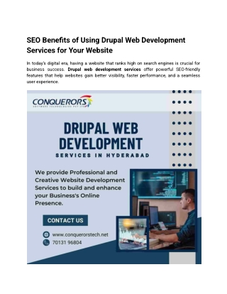 SEO Benefits of Using Drupal Web Development Services for Your Website