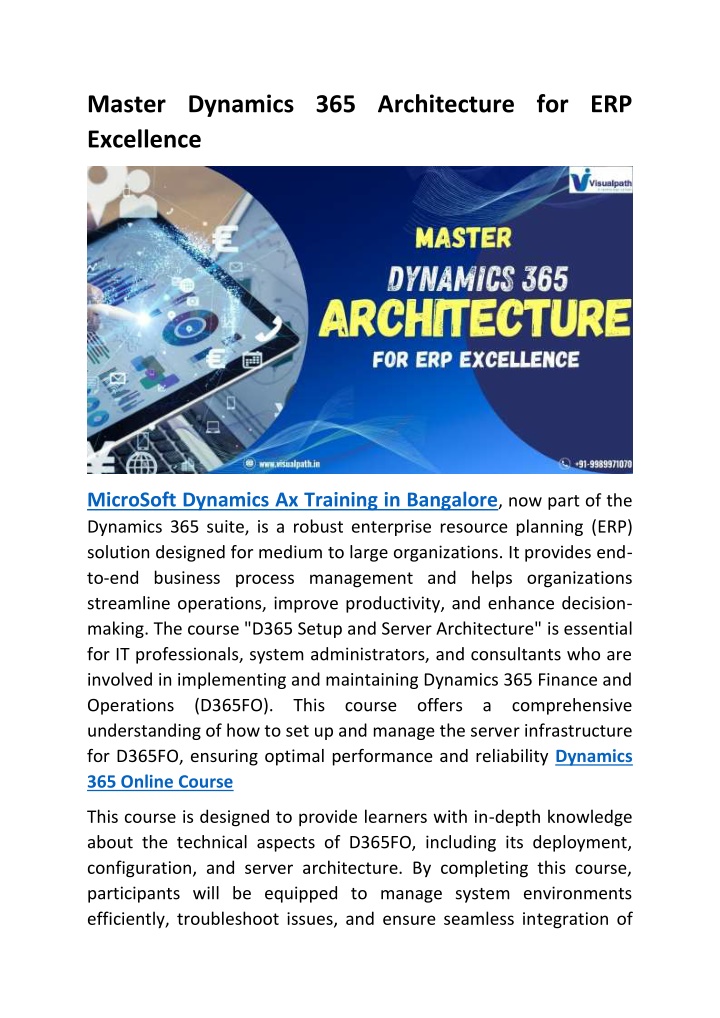 master dynamics 365 architecture