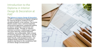 Exploring the Diploma in Interior Design & Decoration at PIAT