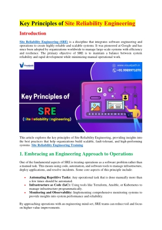 key principles of site reliability engineering