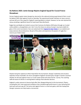 Jamie George Rejoins England Squad for Crucial France Showdown