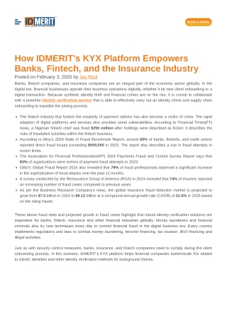 How IDMERIT's KYX Platform Empowers Banks, Fintech, and the Insurance Industry