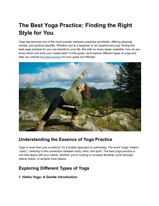 the best yoga practice finding the right style
