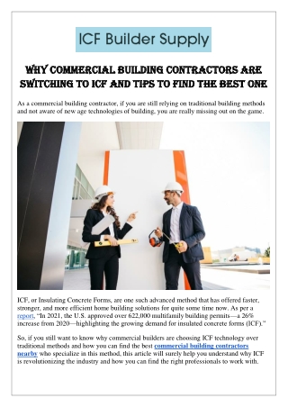 why commercial building contractors