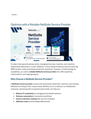 Optimize with a Reliable NetSuite Service Provider