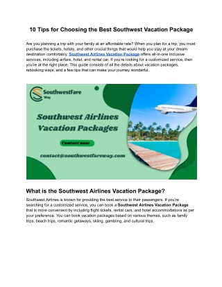 Benefits of Choosing Southwest Airlines Vacation Packages
