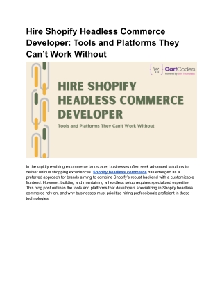 Hire Shopify Headless Commerce Developer_ Tools and Platforms They Can’t Work Without