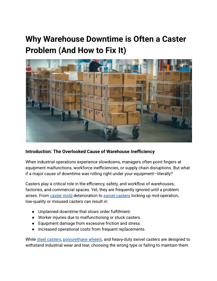 why warehouse downtime is often a caster problem