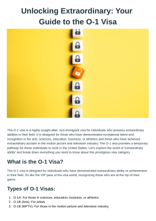 Unlocking Extraordinary Your Guide to the O-1 Visa