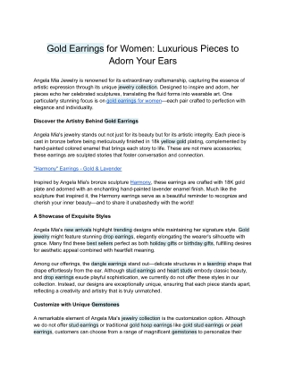 Gold Earrings for Women_ Luxurious Pieces to Adorn Your Ears