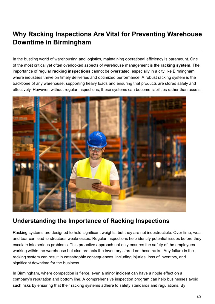 why racking inspections are vital for preventing