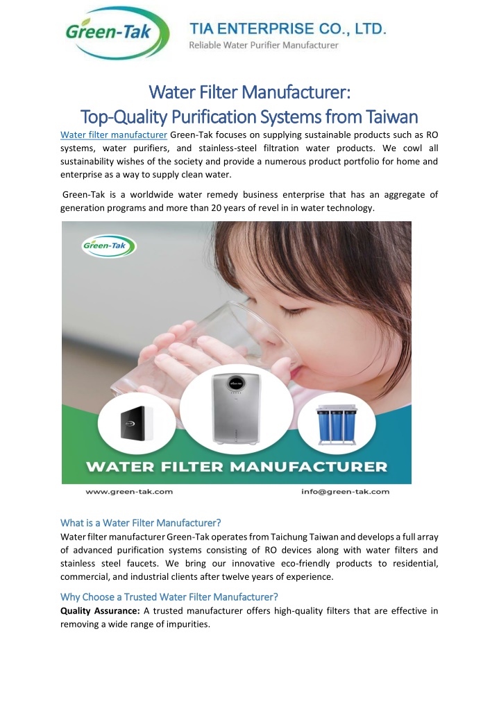 water filter manufacturer water filter