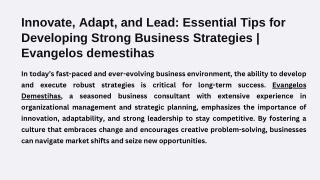 Future-Proof Your Business: Strategies for Long-Term Innovation" by Evangelos De