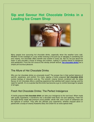 Sip and Savour Hot Chocolate Drinks in a Leading Ice Cream Shop