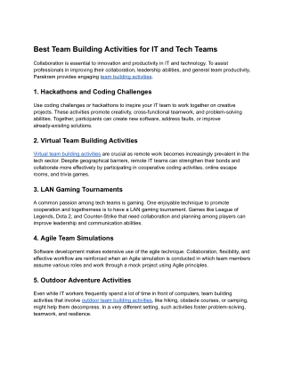 Best Team Building Activities for IT and Tech Teams