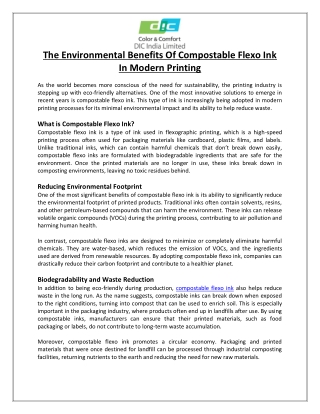 The Environmental Benefits of Compostable Flexo Ink in Modern Printing