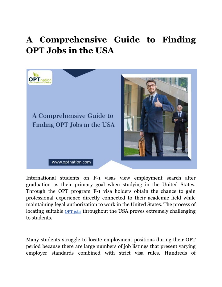 a comprehensive guide to finding opt jobs